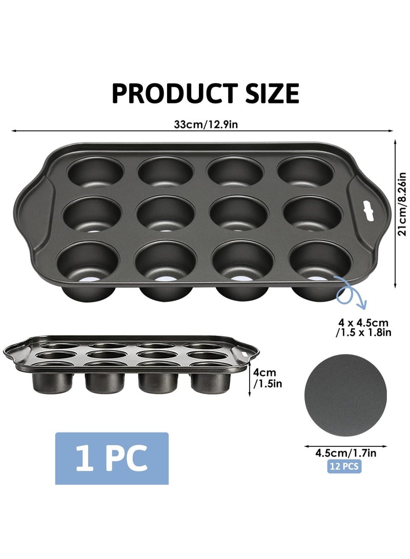 Relex 12 Cup Mini Sandwich Tin Loose Based Cake Tray Cup Mini Cheesecake Mould Professional Gauge Carbon Steel Removable Bottom with Non Stick Coating for Baking Muffin Sponge Cake Cupcake - Image 2