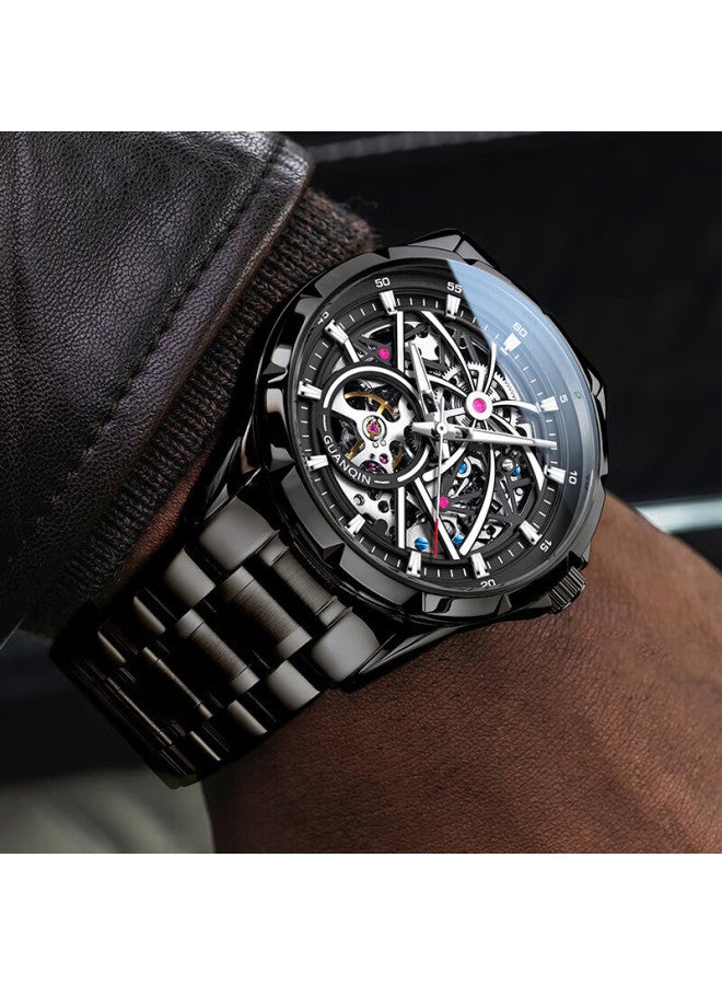 Guanqin Men's Mechanical Watch, Swiss Certified Fully Automatic Skeleton Trendy Men's Watch, Fireworks Series Strong Luminous Famous Watch - Image 3