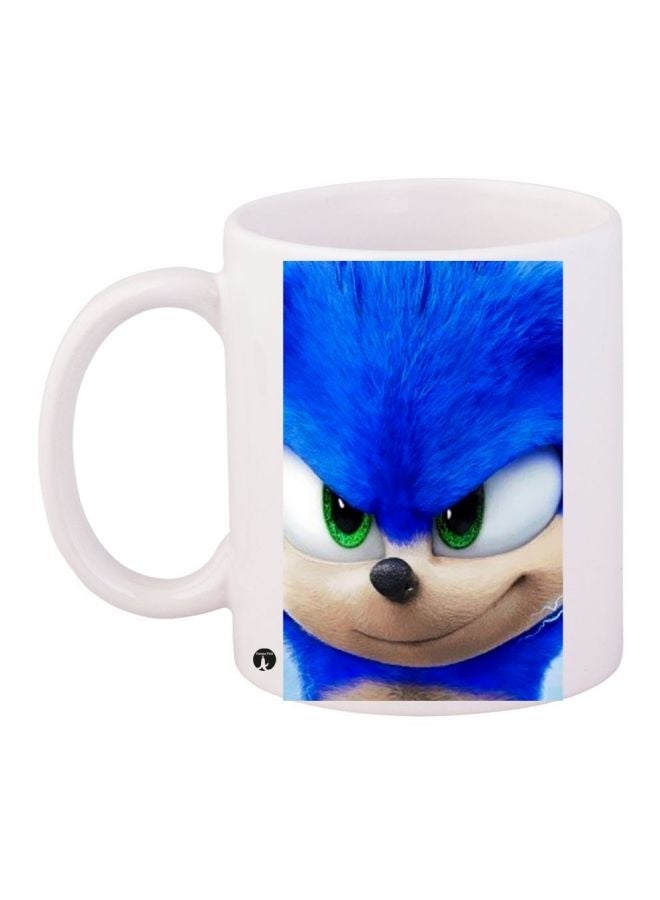 RYN Cartoon Printed Coffee Mug White/Blue/Beige 11ounce