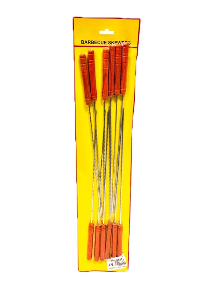 12 Pcs Barbecue Skewers with steel needles, wooden handle/Grilling Accessory for Kitchen, Outdoor Cooking & Catering 
