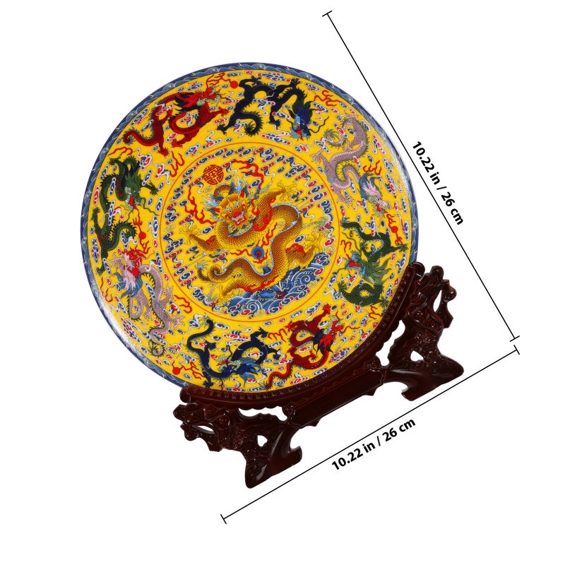 Chinese Style Decorative Ceramic Plate with Stand Ancient Style Artwork for Kitchen Cabinet - Image 2