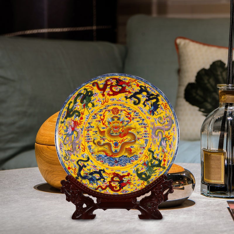 Chinese Style Decorative Ceramic Plate with Stand Ancient Style Artwork for Kitchen Cabinet - Image 3