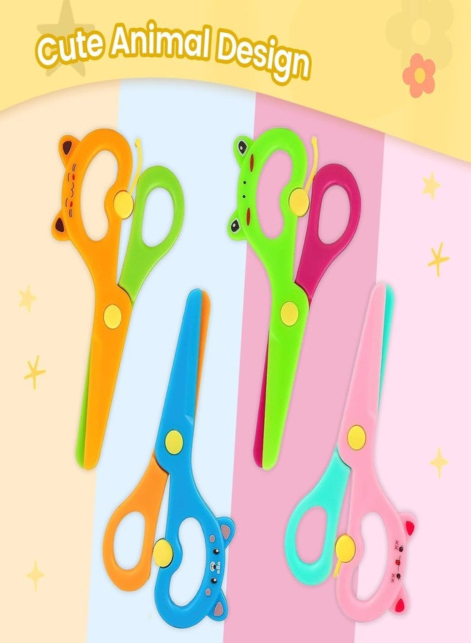 LOVESTOWN Toddler Safety Scissors, 4PCS Blunt Tip Adaptive Cute Safety Scissor for Kids & Children, Playdough Tools Cutting Skills Preschool Hand-Eye Coordination Training Activity, DIY Craft Supplies - Image 2