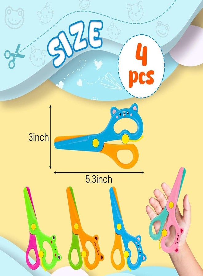 LOVESTOWN Toddler Safety Scissors, 4PCS Blunt Tip Adaptive Cute Safety Scissor for Kids & Children, Playdough Tools Cutting Skills Preschool Hand-Eye Coordination Training Activity, DIY Craft Supplies - Image 3