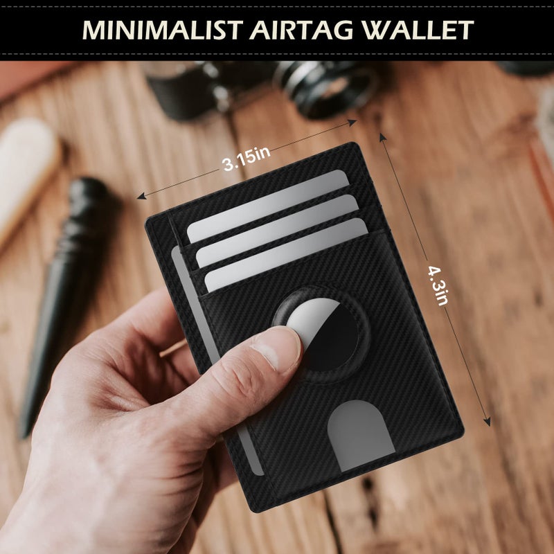 typecase محفظة كارد رفيعة وعصرية للرجال مع حامل Airtag، محفظة جلدية فاخرة من جلد الحصان المجنون مع حامل Airtag، محفظة نقدية وبطاقات ائتمان مانعة للتداخل مع RFID متوافقة مع AirTag - Image 3