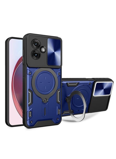 For Motorola Moto G55 CD Texture Sliding Camshield Magnetic Holder Phone Case(Blue)