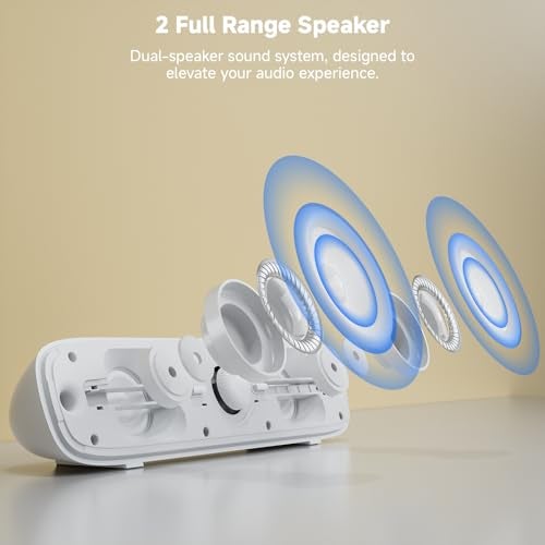 SOULION Computer Speakers for Desktop, USB Powered Bluetooth PC Speaker with Led Light, 3.5mm Aux Soundbar with Rotary Volume Control Button for Laptop Monitor White - Image 2