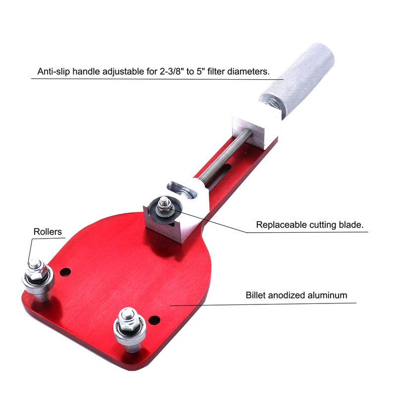 MOCW 77750 Oil Filter Cutter Billet Aluminum Universal Oil Filter Cutter Tool 2-3/8" - 5" Cutting Range - Image 2