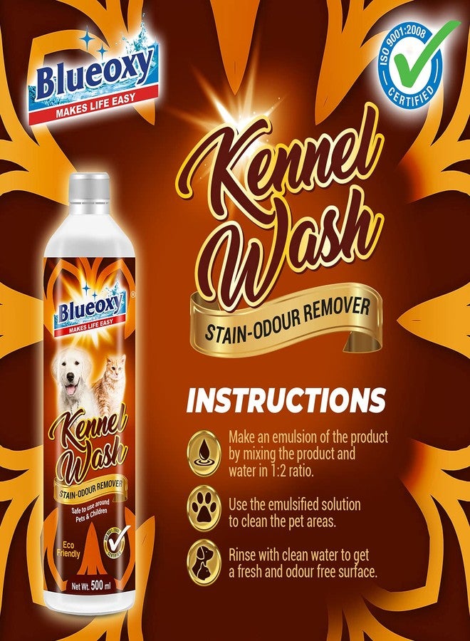 BLUEOXY Kennel Wash Stain Remover | Dog Pee Smell Remover | Dog Urine Cleaner | Pet Odour Neutralizer | Pet Surface Cleanser | Non Toxic | Natural enzymes | Ecological Formulation | 500 ML | QTY 2 - Image 3