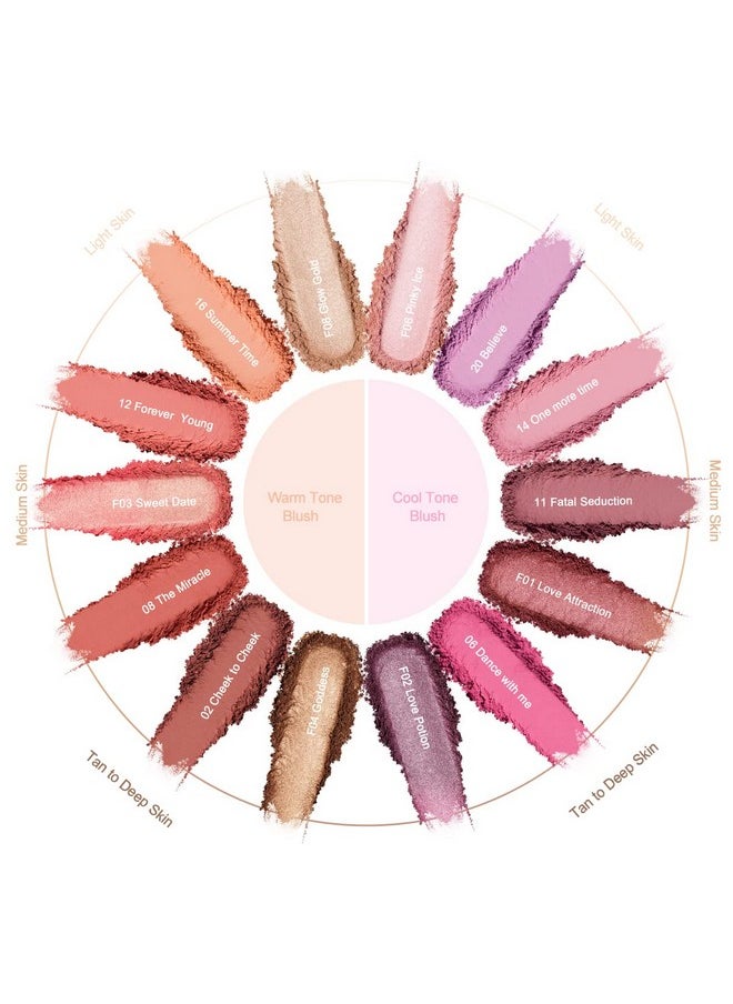 Oulac Shimmer Blush Cheek 2 In 1 Powdery Blush & Highlighter Pigmented&Blendable Shape & Highlight Face Vegan & Crueltyfree 4.8G F01 Love Attraction  - Image 4