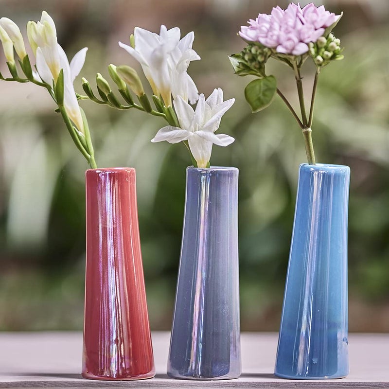 Chive - Set of 6 Galaxy, 1.5" in Wide 5.5" Tall Small Cylinder Ceramic Bud Flower Vase, Unique Single Flower Decorative Floral Vase for Home Decor, Bulk (Yellow, Green, Red, Blue, Orange) - Image 5