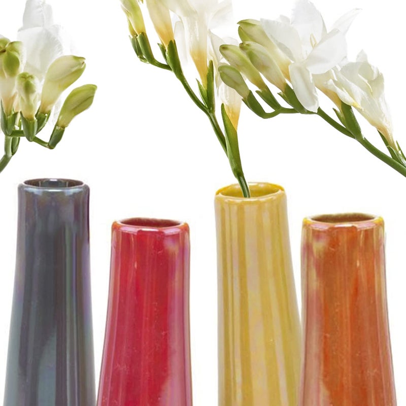 Chive - Set of 6 Galaxy, 1.5" in Wide 5.5" Tall Small Cylinder Ceramic Bud Flower Vase, Unique Single Flower Decorative Floral Vase for Home Decor, Bulk (Yellow, Green, Red, Blue, Orange) - Image 2