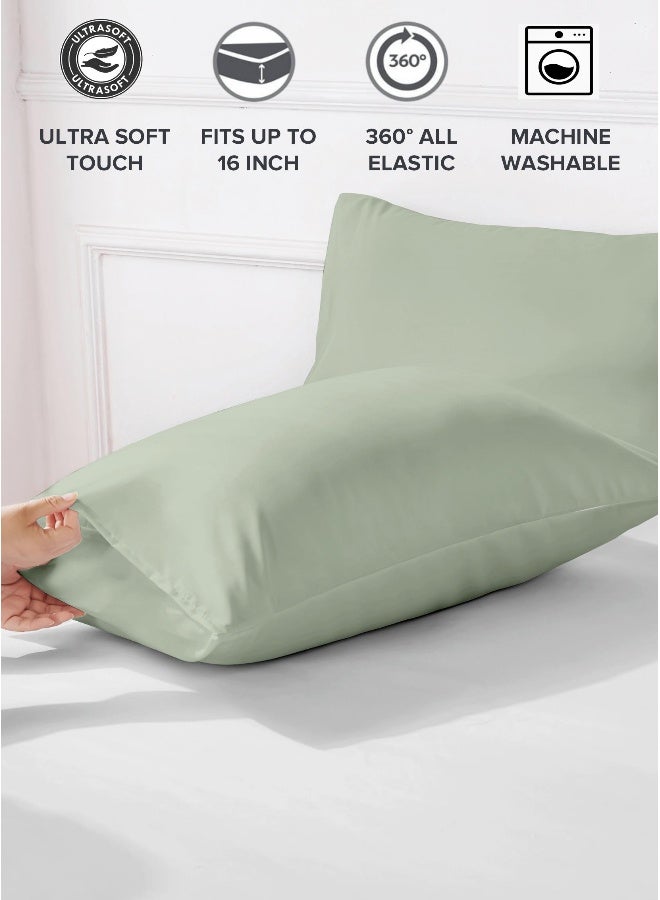 Noon East Single Size 3Pc Fitted Sheet Set | Soft Microfiber Material | Desert Sage Grey Color | 1 Fitted Sheet 90 X 200 Cm With 40 Cm Deep Pocket, 1 Flat Sheet 170 X 280 Cm, 1 Pillow Case 50 X 75 Cm | Suitable For Single Size Mattress - Image 4