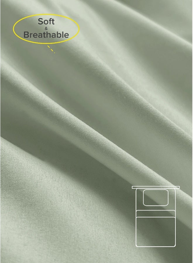 Noon East Single Size 3Pc Fitted Sheet Set | Soft Microfiber Material | Desert Sage Grey Color | 1 Fitted Sheet 90 X 200 Cm With 40 Cm Deep Pocket, 1 Flat Sheet 170 X 280 Cm, 1 Pillow Case 50 X 75 Cm | Suitable For Single Size Mattress - Image 2