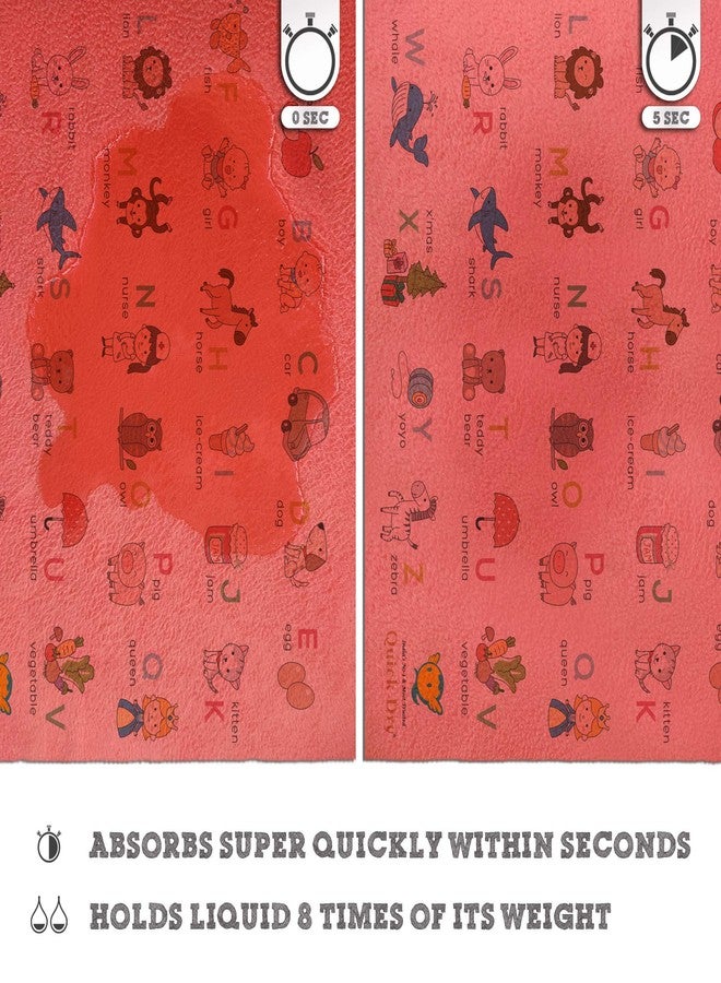 Quick Dry Sheet Printed Medium (A to Z, Peach) Waterproof Baby Bed Protector - Highly Absorbent Play Mat for Babies (100 * 70 cm) - Image 3