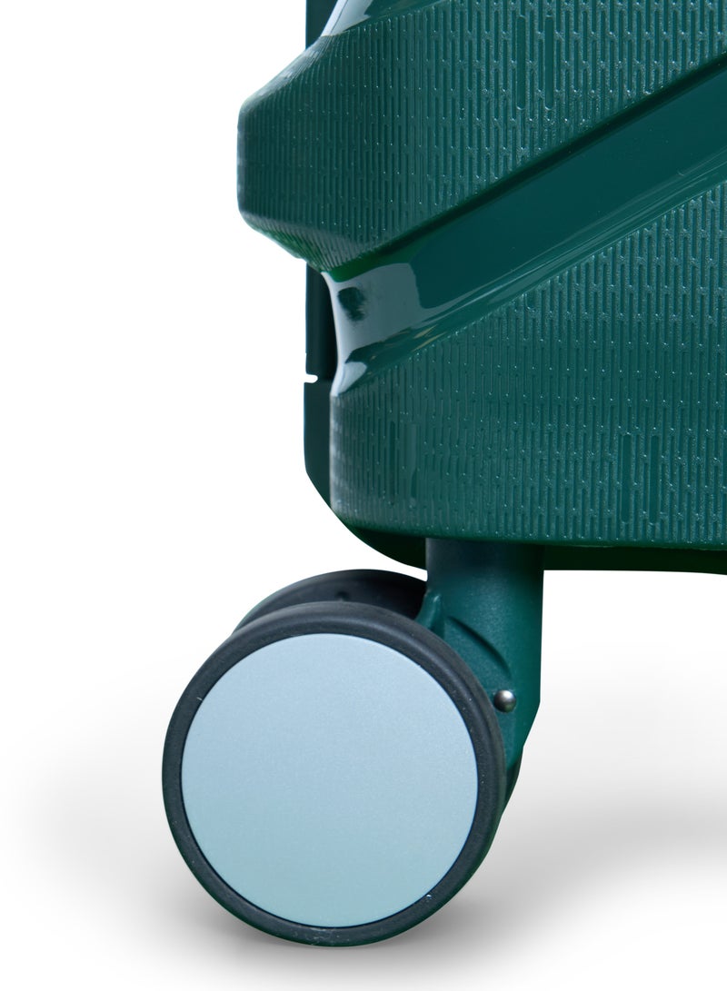 Track مجموعة حقائب السفر الصلبة Track Petrol باللون الأخضر الداكن – حقيبة سفر خفيفة الوزن بدون سحاب مصنوعة من البولي بروبيلين المتين، قفل جانبي آمن، حقيبة سفر قابلة للتوسيع، حقائب يد وحقائب مسجلة مع مساحة داخلية واسعة. - Image 5