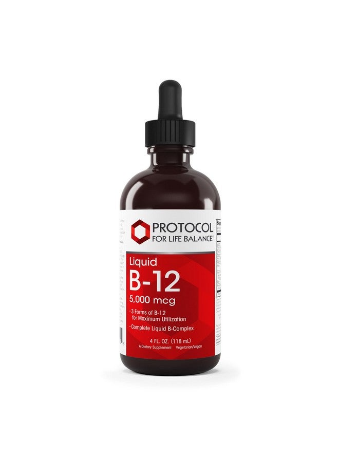 PROTOCOL FOR LIFE BALANCE Liquid B-12 5,000mcg - Nervous System Support - with B Vitamins - Dairy Free & Vegan Vitamin B Liquid - 4 fl oz - Image 1