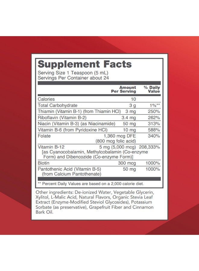 PROTOCOL FOR LIFE BALANCE Liquid B-12 5,000mcg - Nervous System Support - with B Vitamins - Dairy Free & Vegan Vitamin B Liquid - 4 fl oz - Image 2