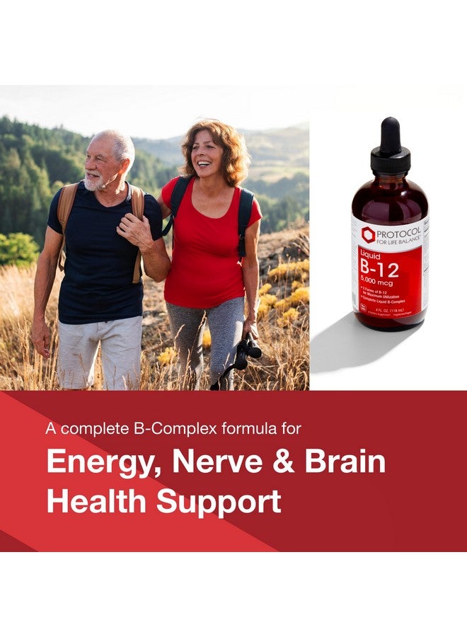 PROTOCOL FOR LIFE BALANCE Liquid B-12 5,000mcg - Nervous System Support - with B Vitamins - Dairy Free & Vegan Vitamin B Liquid - 4 fl oz - Image 3