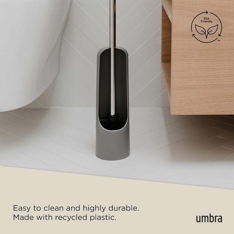 Umbra Touch Toilet Brush with Holder/Stand – Durable, Slim Cleaning Tool with Dense Bristles – Removes Stubborn Stains, Grey - Image 3