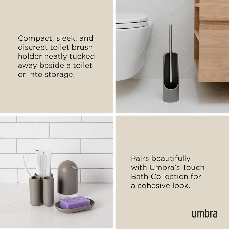Umbra Touch Toilet Brush with Holder/Stand – Durable, Slim Cleaning Tool with Dense Bristles – Removes Stubborn Stains, Grey - Image 5
