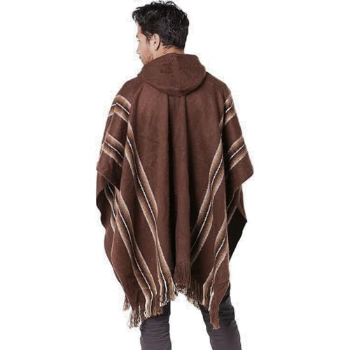 Gamboa Alpaca Poncho - Hooded, Brown, OS - Image 2
