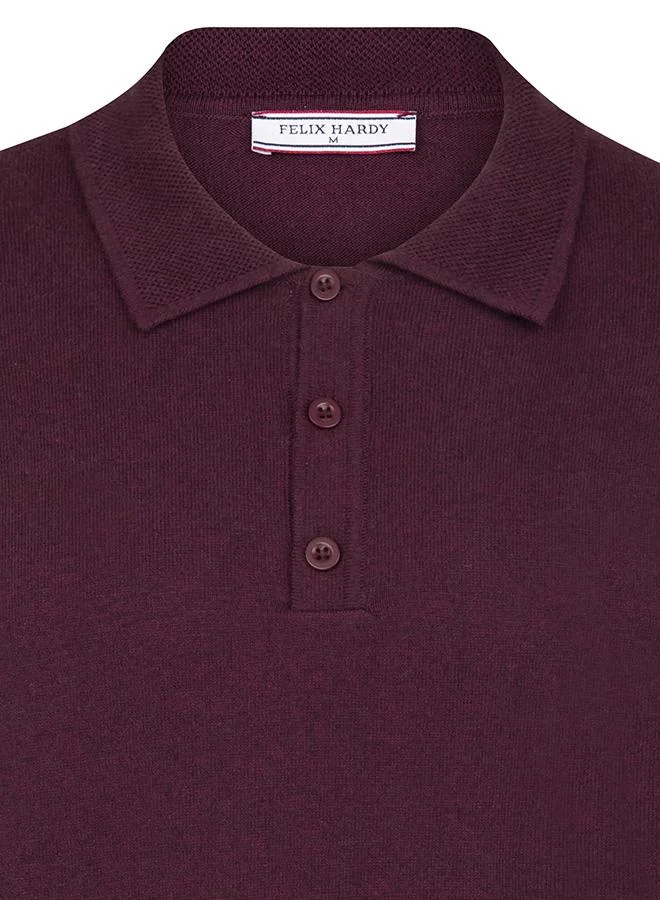 FELIX HARDY Bordeaux Pullover with Polo Collar for Men | Best Price UAE