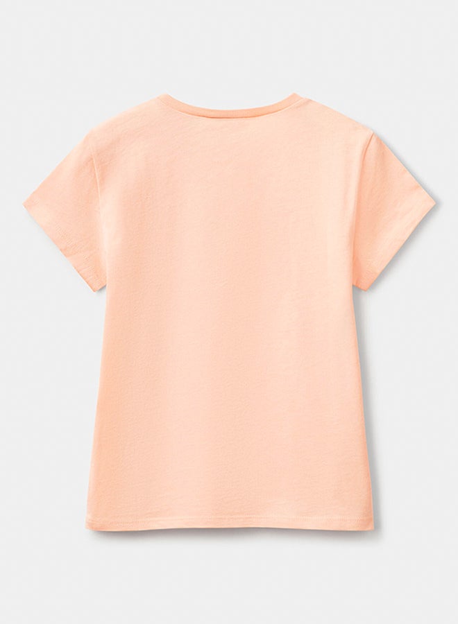 بينيتون تي شيرت بنات مع شعار لامع من القطن - Image 2