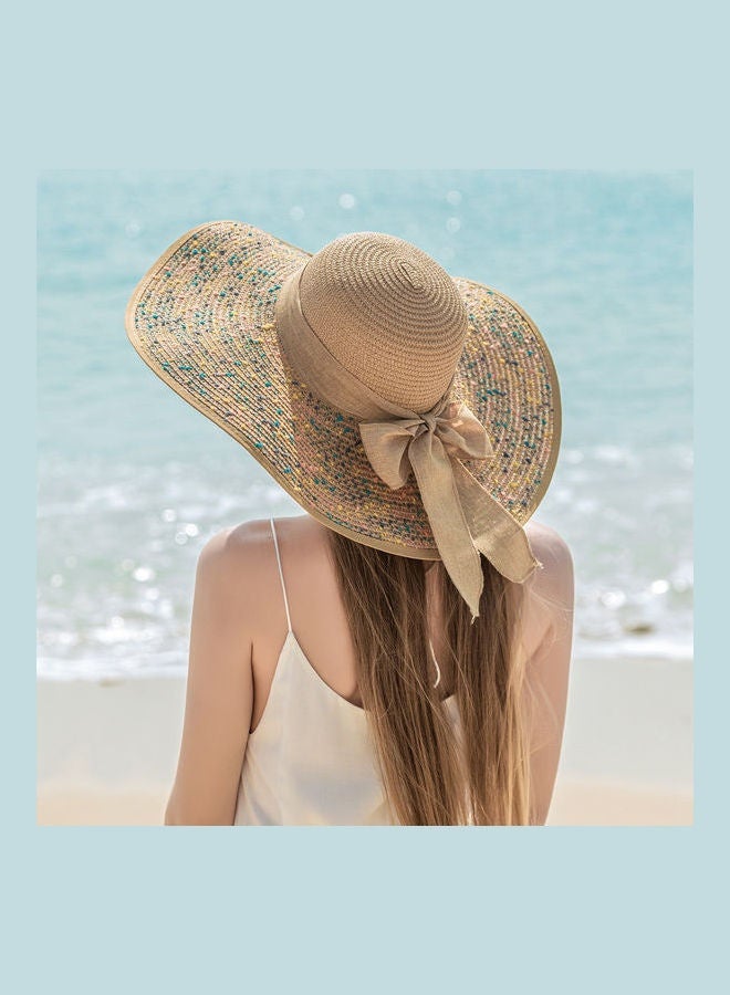 Beach Hat, Women's Summer Sun Protection Hat, Foldable Straw Hat, Beach Beach Vacation Sun Hat - Image 1