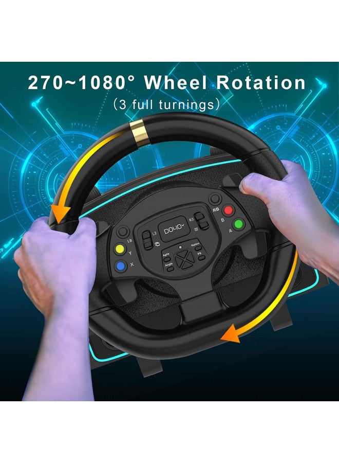 DOYO DOYO Racing Wheel and Pedals for Xbox One/Xbox Series X S/ PS4/ PS3/ PC/Xinput/Xbox 360/ Switch/Android, Responsive Hall Pedal,Dual Vibration Feedback - Image 4