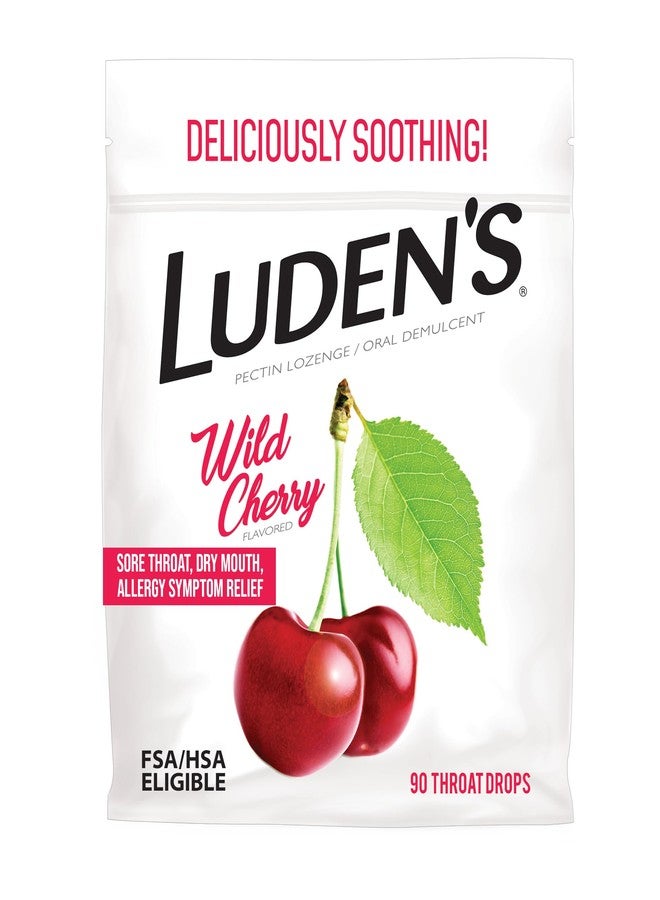 Luden's Sore Throat Relief Lozenges for Minor Everyday Irritation & Dry Mouth, Wild Cherry Flavored Drops, 90 Count - Image 1
