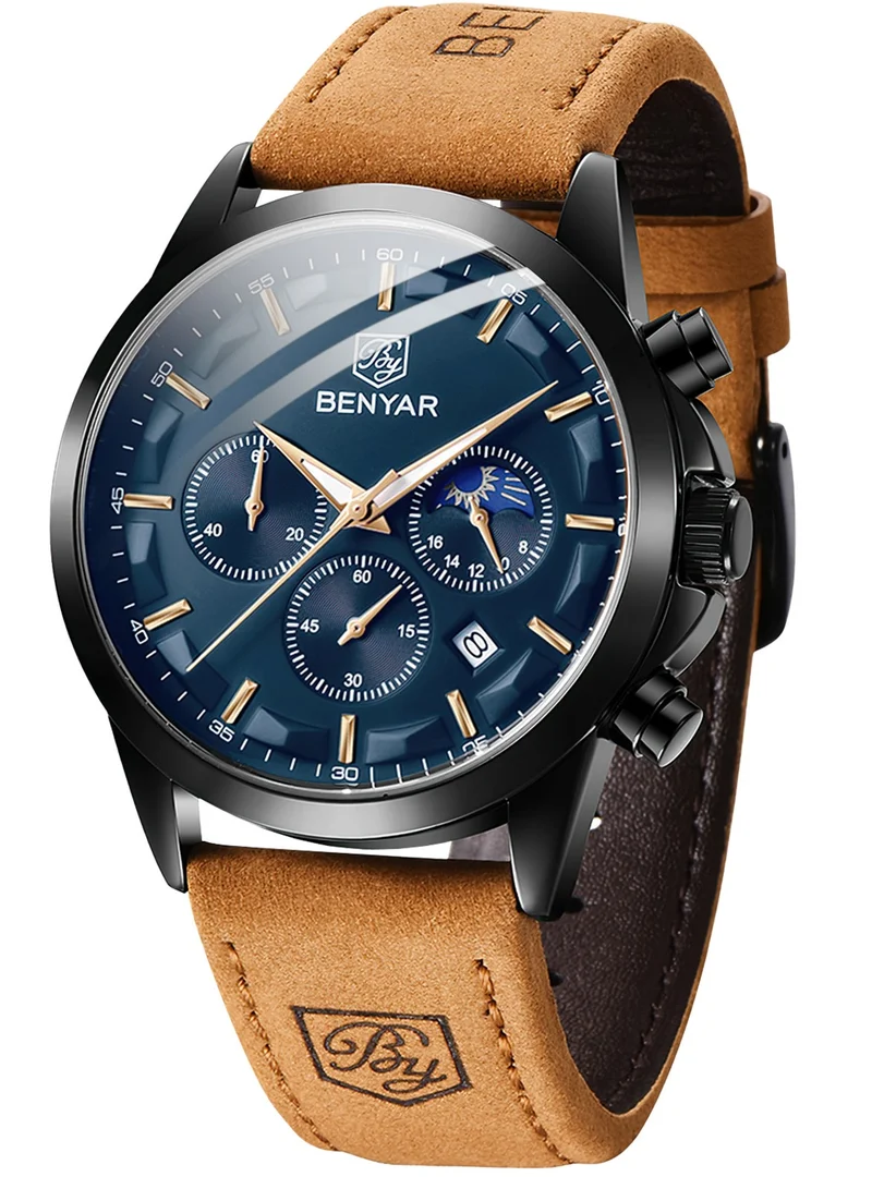 BENYAR BY BENYAR Mens Watches Analog Quartz Chronograph Waterproof Wrist Watches for Men Business Work Casual Designer Dress Watch with Calendar Elegant Gifts for Men