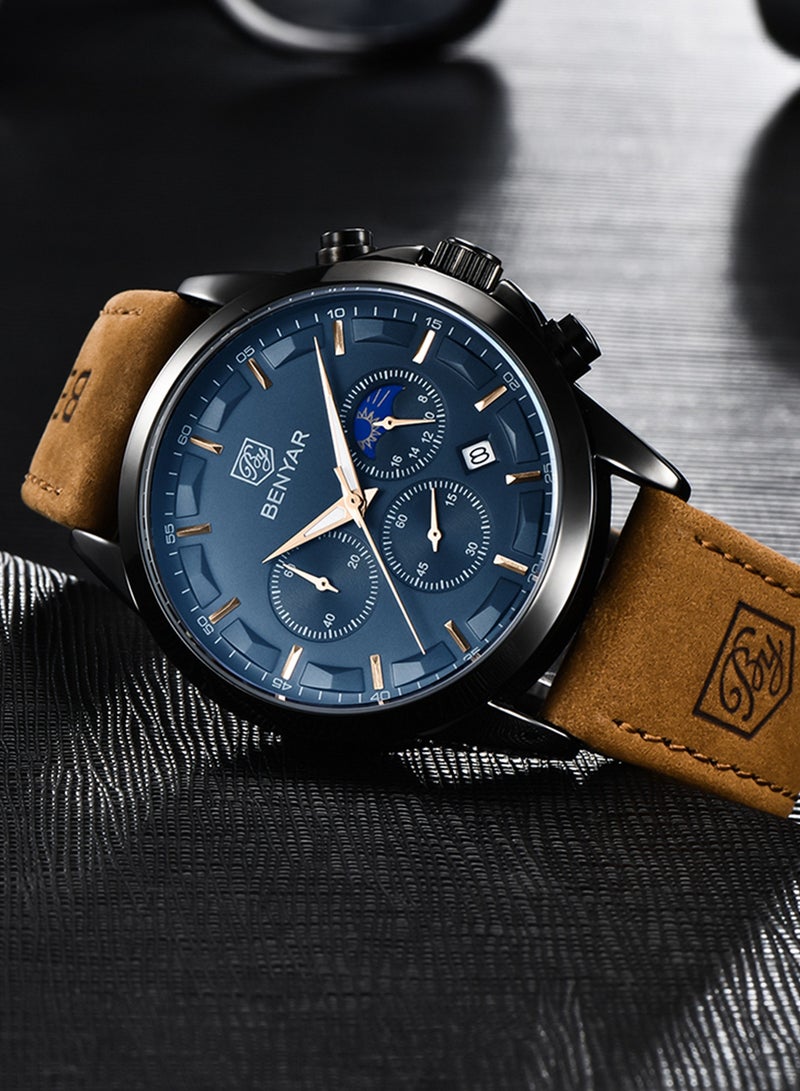 BENYAR BY BENYAR Mens Watches Analog Quartz Chronograph Waterproof Wrist Watches for Men Business Work Casual Designer Dress Watch with Calendar Elegant Gifts for Men - Image 4
