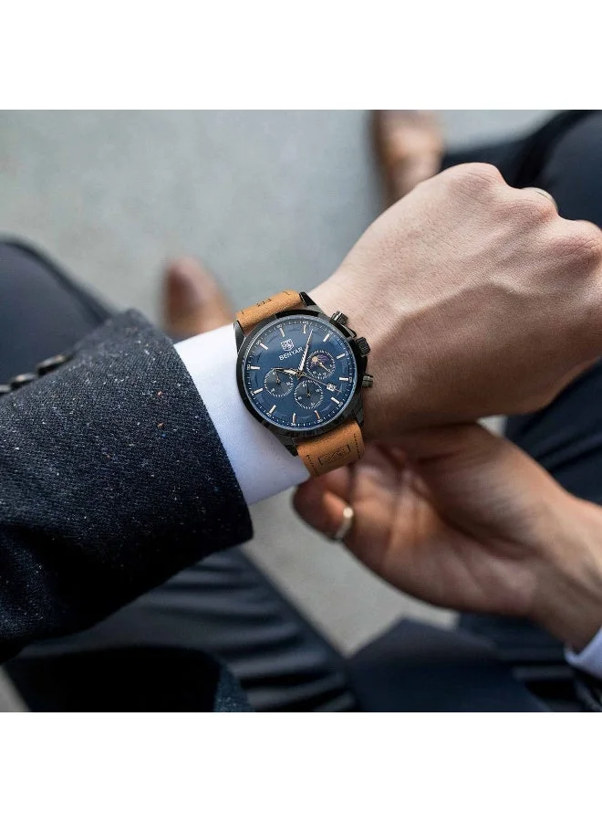 Benyar Buckle A BY BENYAR Mens Watches Analog Quartz Chronograph Waterproof Wrist Watches for Men Business Work Casual Designer Dress Watch with Calendar Elegant Gifts for Men for Men | Best Price UAE