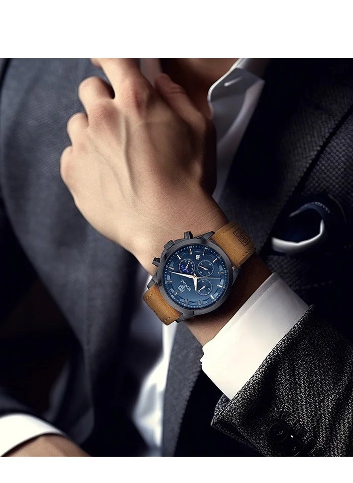 Benyar Buckle A BY BENYAR Mens Watches Analog Quartz Chronograph Waterproof Wrist Watches for Men Business Work Casual Designer Dress Watch with Calendar Elegant Gifts for Men for Men | Best Price UAE