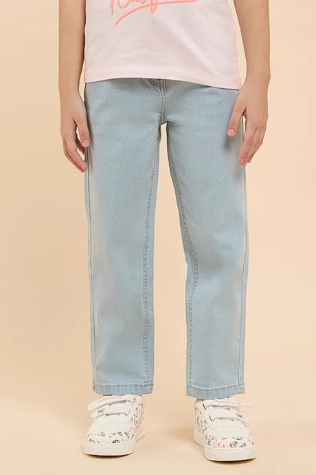 R&B Washed Straight Fit Jeans with Button Closure
