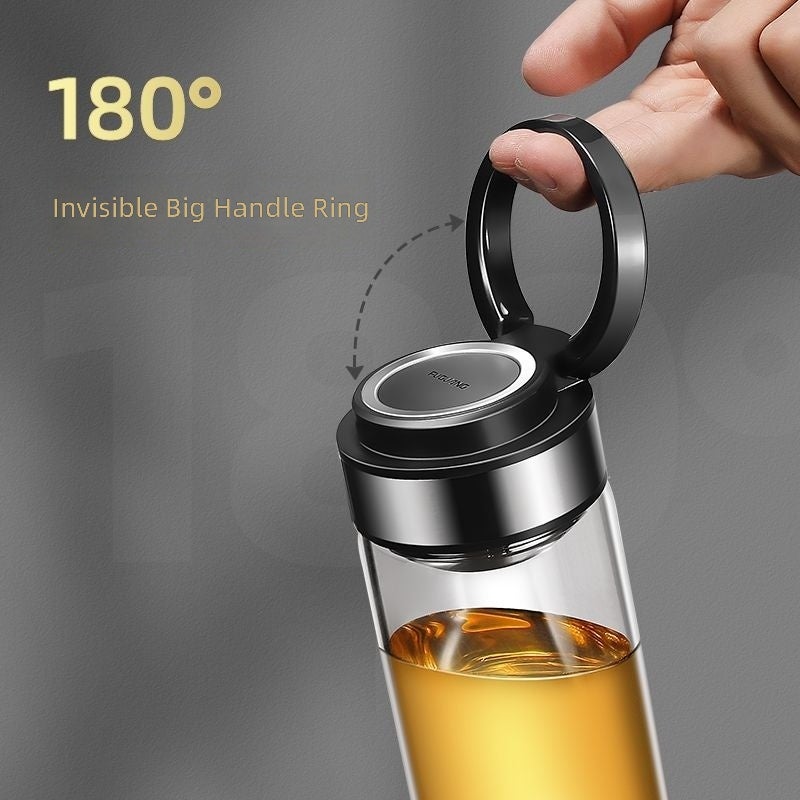 FUGUANG Single & Double Layer Water Bottle - Durable, Large Capacity, Portable Glass Cup with Tea Filter for Office & Outdoor Use - Image 3