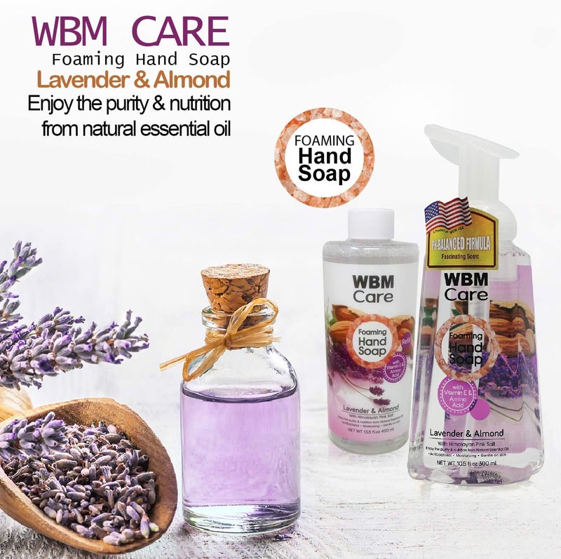 WBM Care Lavender Natural Foaming Soap Refills, Enriched with Almond Scent, Vitamin E & Amino Acid, Moisturizing & Nourishing, Hand Wash, 13.5 Oz/Each (Pack of 3) - Image 4