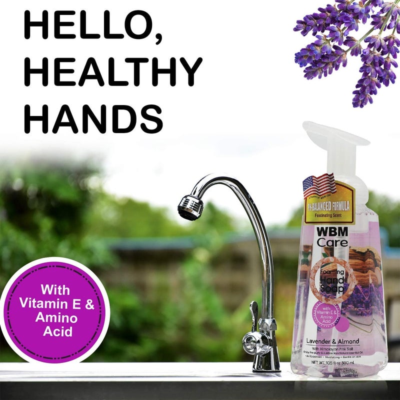 WBM Care Lavender Natural Foaming Soap Refills, Enriched with Almond Scent, Vitamin E & Amino Acid, Moisturizing & Nourishing, Hand Wash, 13.5 Oz/Each (Pack of 3) - Image 5