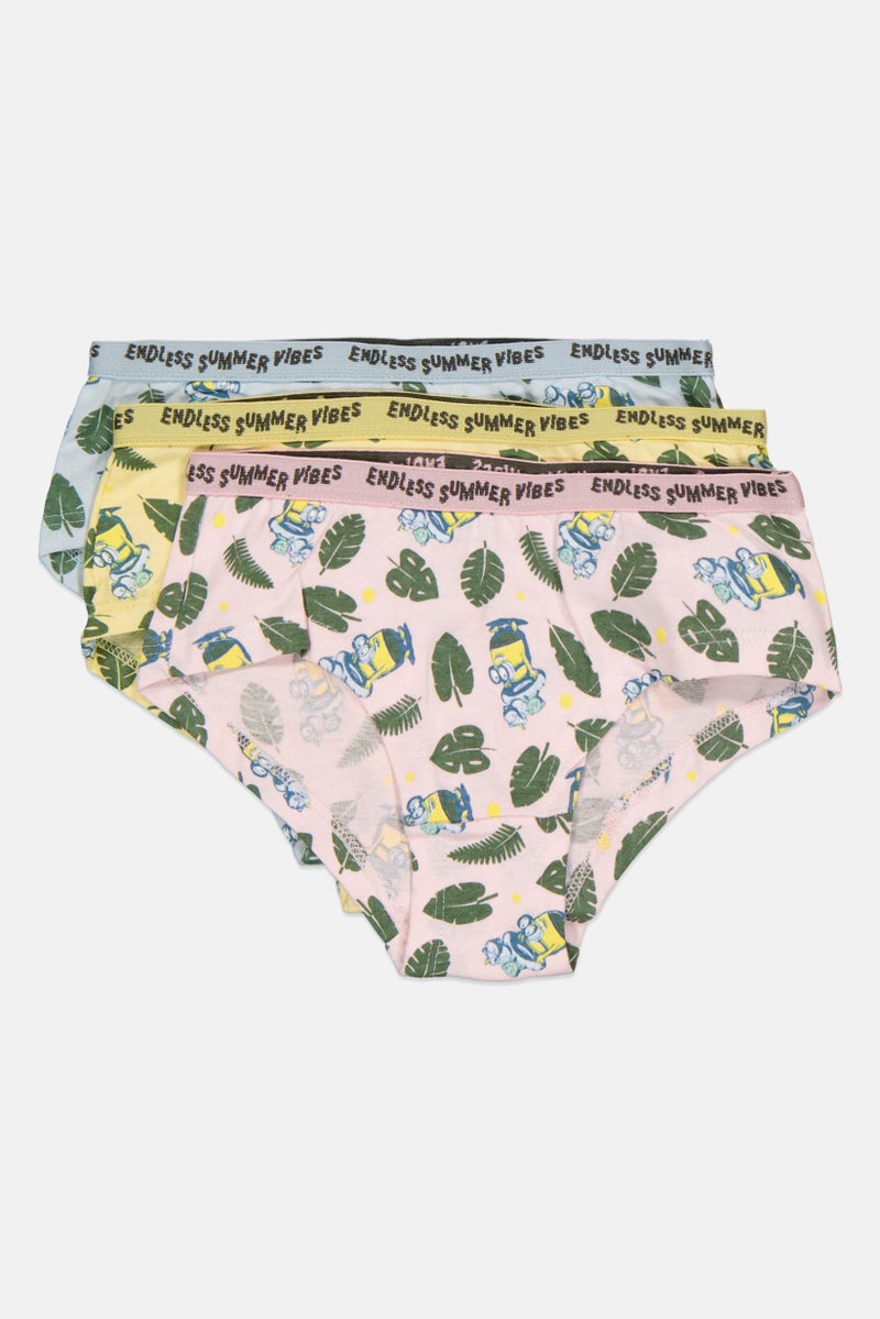 DIFUZED Kids Girl 3 Pieces Minions Panties, Multicolor - Image 1