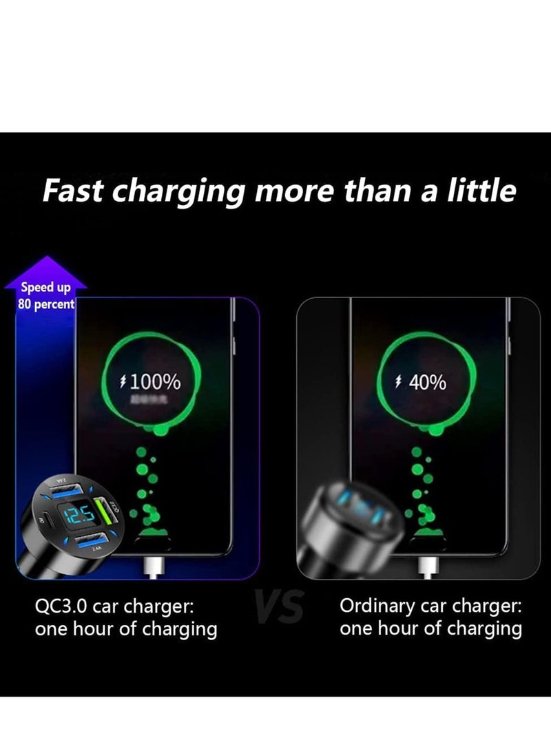 SYOSI Car Charger Usb Adapter With Voltmeter 4 Ports Usb Type C Port Pd 3.1/Qc 3.0 Super Fast Charging Car Lighter Plug - Image 3