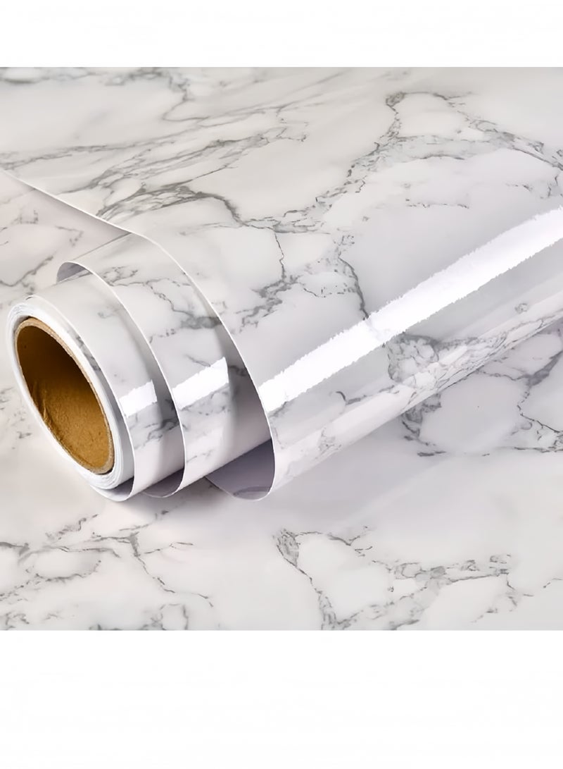 Lee Yon Kitchen Countertop Self-Adhesive Waterproof Wallpaper , White/Grey, 60 x 200 cm - Image 1