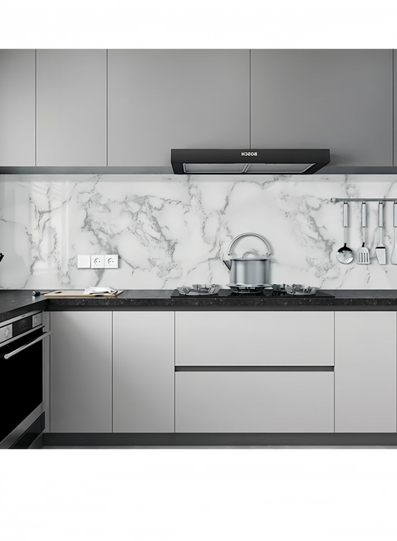 Lee Yon Kitchen Countertop Self-Adhesive Waterproof Wallpaper , White/Grey, 60 x 200 cm - Image 2