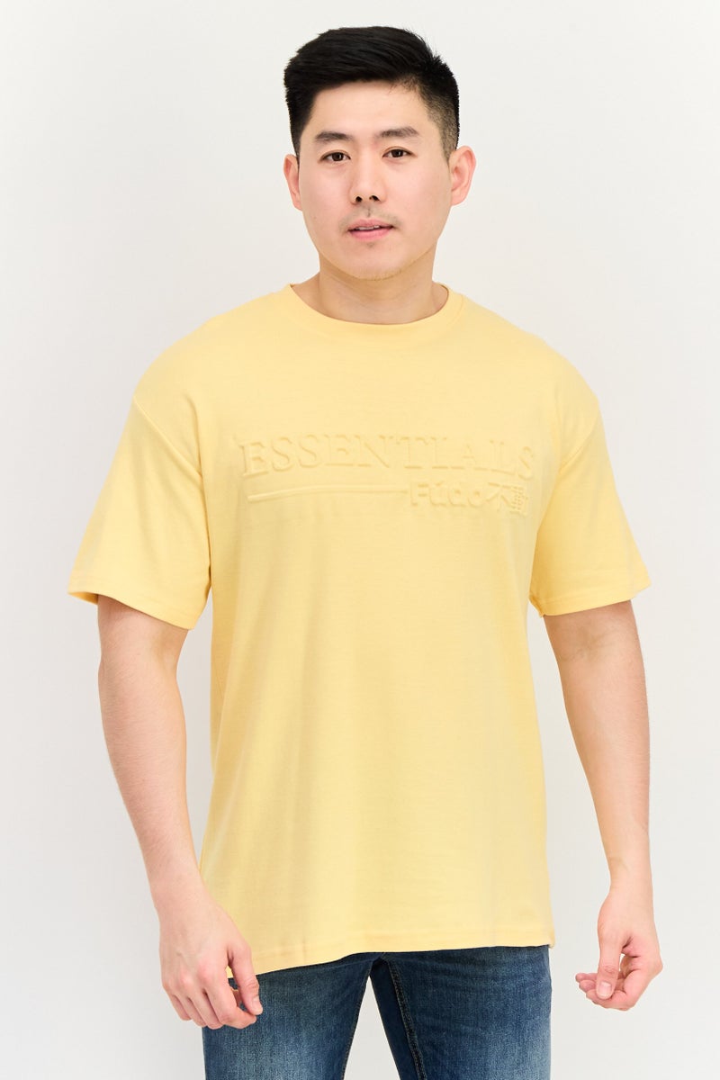 Fudo Men Crew Neck Short Sleeves Brand Logo T-Shirt, Orange - Image 1