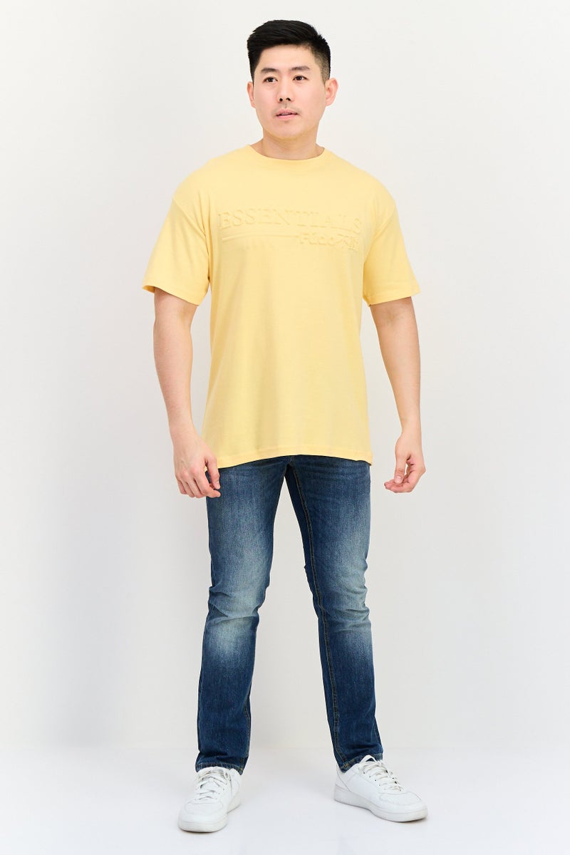 Fudo Men Crew Neck Short Sleeves Brand Logo T-Shirt, Orange - Image 2