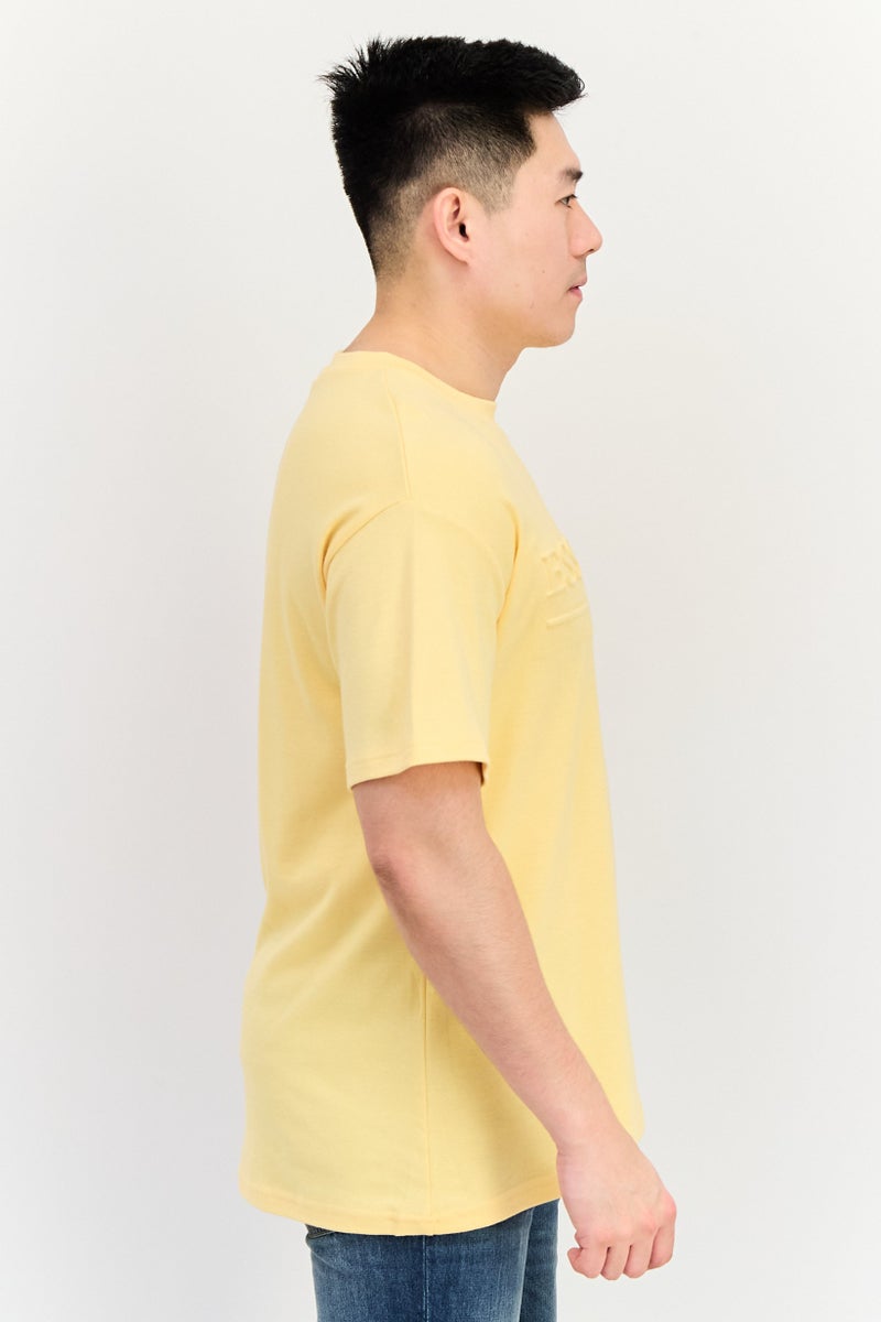 Fudo Men Crew Neck Short Sleeves Brand Logo T-Shirt, Orange - Image 4