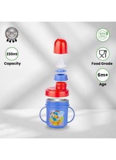 Nabhya Hippo Stainless Steel Baby Spout Sipper Cup For Kids Age 3 Months To 18 Months 250 Ml (Blue)  - Image 3