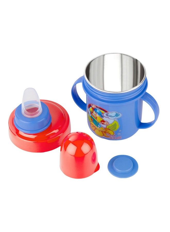 Nabhya Hippo Stainless Steel Baby Spout Sipper Cup For Kids Age 3 Months To 18 Months 250 Ml (Blue) - Image 1