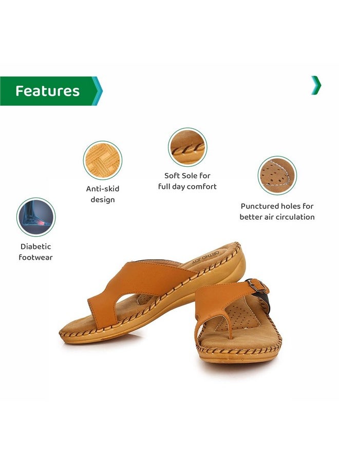 ORTHO JOY - ORTHO JOY Women's Extra-Soft Doctor Ortho Slippers (Brown, Tan) - Image 1