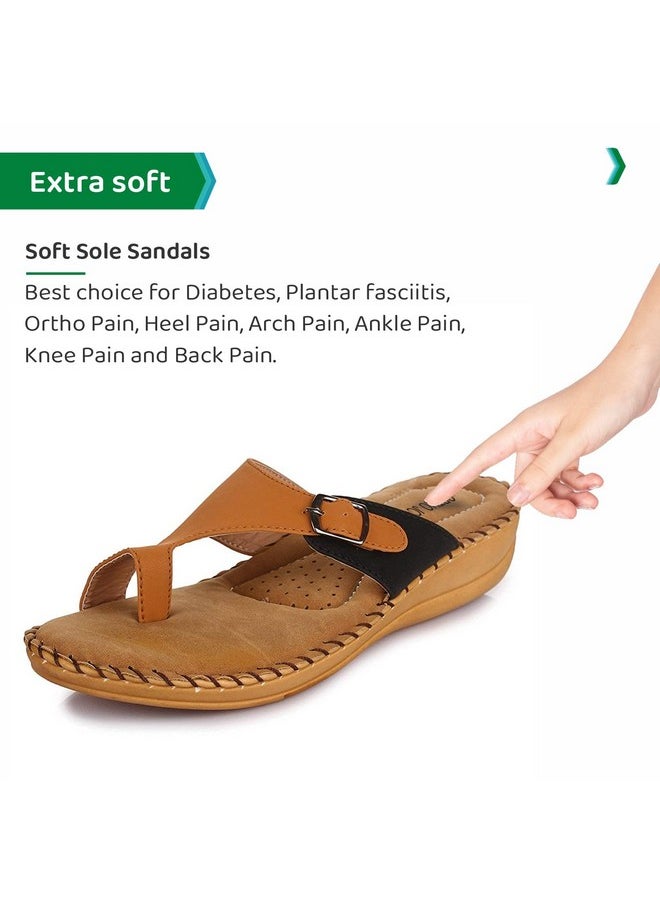 ORTHO JOY - ORTHO JOY Women's Extra-Soft Doctor Ortho Slippers (Brown, Tan) - Image 1